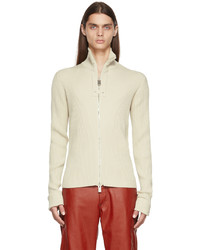 1017 Alyx 9Sm Beige Ribbed Knit Zip Up Sweater