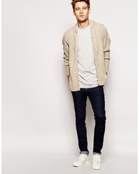 Asos Brand Cable Knit Bomber Jacket