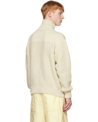 Jil Sander Off White Zip Up Sweater