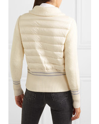 Moncler Wool Blend Boucl And Quilted Shell Down Cardigan