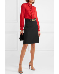 Gucci Embellished Wool And Crepe Skirt