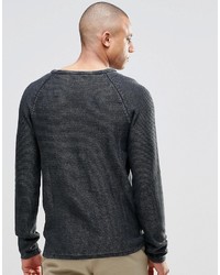 Selected Homme Vince Acid Crew Neck Sweater In Black