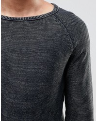 Selected Homme Vince Acid Crew Neck Sweater In Black