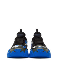 Valentino Garavani Black And Blue Rockrunner Plus Sneakers