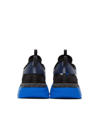 Valentino Garavani Black And Blue Rockrunner Plus Sneakers