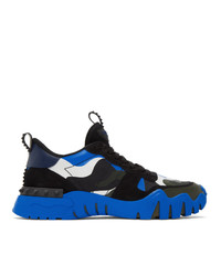 Valentino Garavani Black And Blue Rockrunner Plus Sneakers