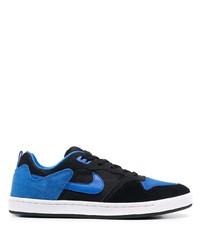 Black and Blue Canvas Low Top Sneakers