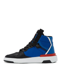 Givenchy Black And Blue Wing High Sneakers