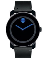 Movado Bold Leather Strap Watch 42mm
