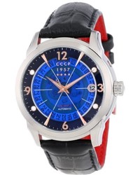 Cccp Cp 7001 03 Sputnik 1 Stainless Steel Black Leather Strap And Blue Dial Watch