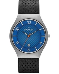 Skagen Grenen Titanium Leather Strap Watch 41mm