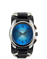Nemesis Blue Dial Black Leather Strap Watch
