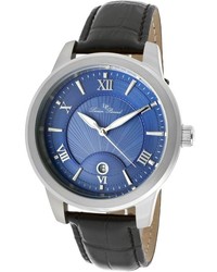 Lucien Piccard Pizzo Black Genuine Leather Blue Textured Dial