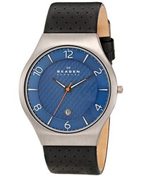 Skagen Skw6148 Grenen Titanium Watch With Black Leather Band