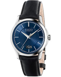 Gucci Unisex Swiss Automatic G Timeless Black Leather Strap Watch 38mm Ya126443