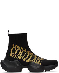 VERSACE JEANS COUTURE Black Gold Gravity Logo Sneakers