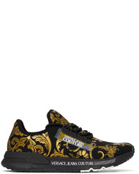 VERSACE JEANS COUTURE Black Gold Regalia Baroque Sneakers