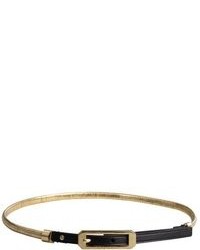 Vince Camuto Black Leather And Gold Chain Skinny Belt