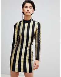 Forever Unique Stripe High Neck Dress