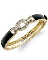 Juicy Couture Bracelet Gold Tone Black Enamel And Crystal Link Hinge Bangle Bracelet