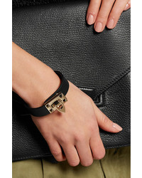 Valentino Metal Glam Leather And Gold Tone Bracelet Black
