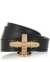 Givenchy Obsedia Bracelet In Black Leather And Gold Tone