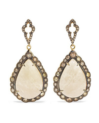 Loree Rodkin 18 Karat Rhodium Yellow Gold Sapphire And Diamond Earrings