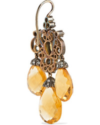 Fred Leighton Collection 18 Karat Gold Citrine And Diamond Earrings