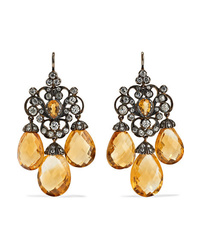 Fred Leighton Collection 18 Karat Gold Citrine And Diamond Earrings