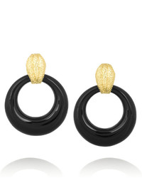 David Webb Doorknocker 18 Karat Gold Onyx Clip Earrings