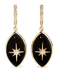 Marlo Laz Eyecon 14 Karat Gold Onyx And Diamond Hoop Earrings