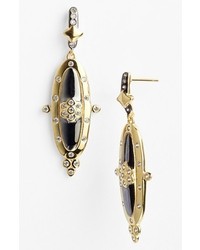 Freida Rothman Metropolitan Drop Earrings Gold Black