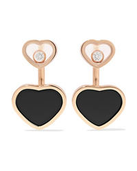 Chopard Happy Hearts 18 Karat Gold Diamond And Onyx Earrings