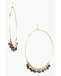 Mizuki Cut Beads Black Diamond Hoop Earrings