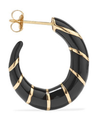 Alison Lou Petite Stripes 14 Karat Gold And Enamel Hoop Earrings