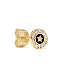 Sydney Evan Star 14 Karat Gold And Enamel Diamond Earrings
