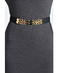 Boohoo Holly Chain Plaque Elasticated Belt