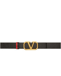Valentino Black And Red Garavani Vlogo Belt