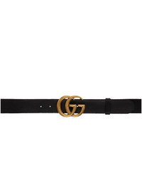 Gucci Black Toscano Leather Gg Belt