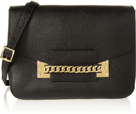 Sophie Hulme Envelope Chain Trimmed Textured Leather Shoulder Bag ...