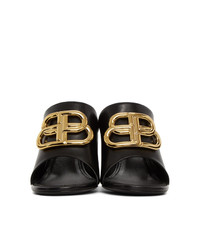 Balenciaga Black Oval Bb Heeled Sandals