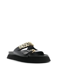 Moschino Logo Plaque Double Strap Sandals