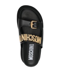 Moschino Logo Plaque Double Strap Sandals