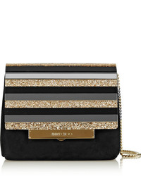 Jimmy Choo Cleo Suede And Glitter Finished Acrylic Shoulder Bag