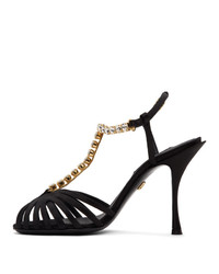 Dolce And Gabbana Black Crystal Heeled Sandals