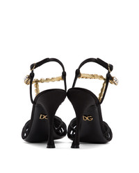 Dolce And Gabbana Black Crystal Heeled Sandals