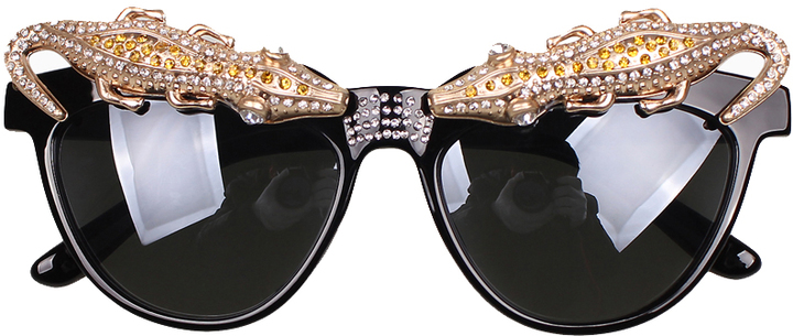 Cat eye rhinestone sunglasses (black) – Lux & Charm