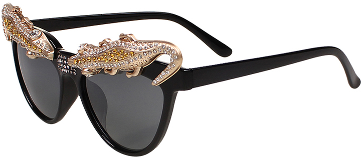 Cat eye rhinestone sunglasses (black) – Lux & Charm