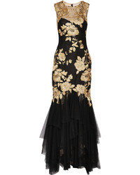 Marchesa Notte Embroidered Tulle Gown