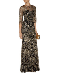 Marchesa Notte Metallic Embroidered Tulle Gown